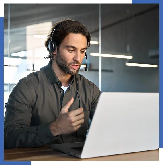 Individual engaged in virtual meeting