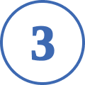 White circle with blue number three