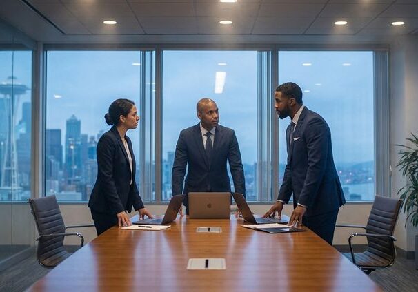 Business meeting in modern office